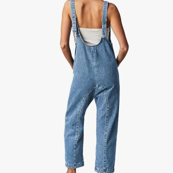 High Roller Pull Strap Iconic Light Blue Jumpsuit - Picture 1 of 4